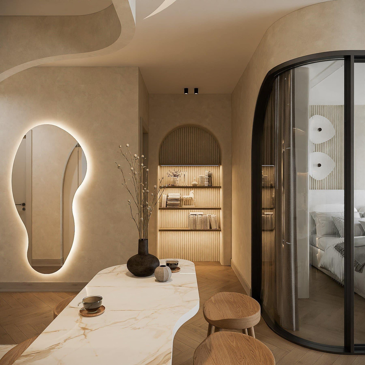 Cao Thái Hà khéo léo lựa chọn nội thất tối giản và tinh xảo để tăng tính thẩm mỹ cho không gian.