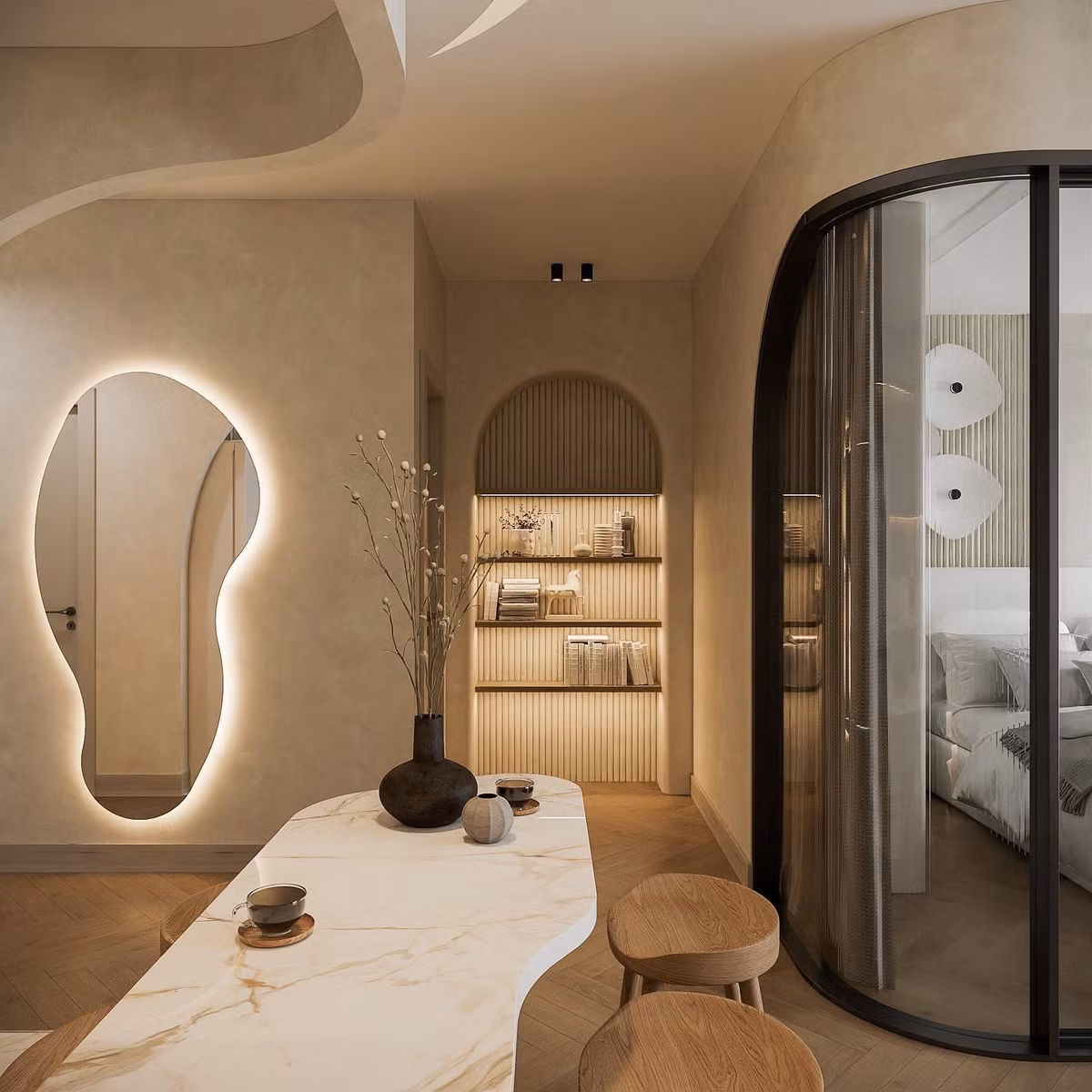 Cao Thái Hà khéo léo lựa chọn nội thất tối giản và tinh xảo để tăng tính thẩm mỹ cho không gian.