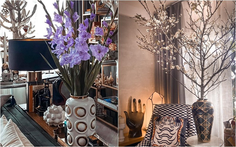 Dễ dàng nhận thấy tổ ấm của Lê Thuý - Đỗ An không chỉ có những món đồ trang trí lạ mắt mà còn tràn ngập hoa tươi.