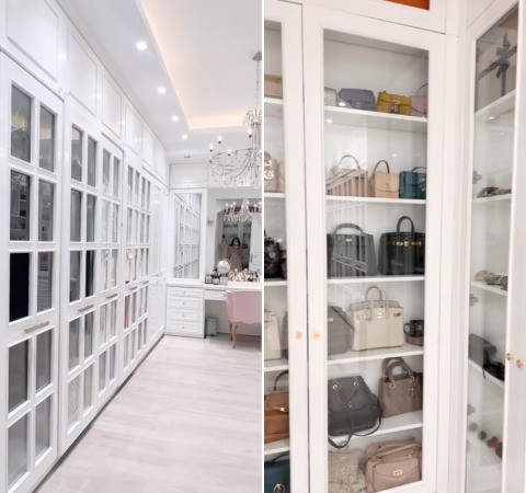 Ông xã Hannah còn thiết kế cho cô một căn phòng chỉ dành cho việc chứa đựng quần áo, túi xách hàng hiệu và mỹ phẩm.