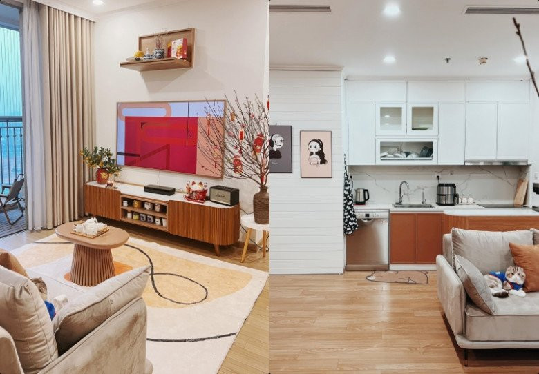 Căn nhà của MC Phương Thảo được trang trí bằng tông màu cam sặc sỡ nhưng ấm cúng.