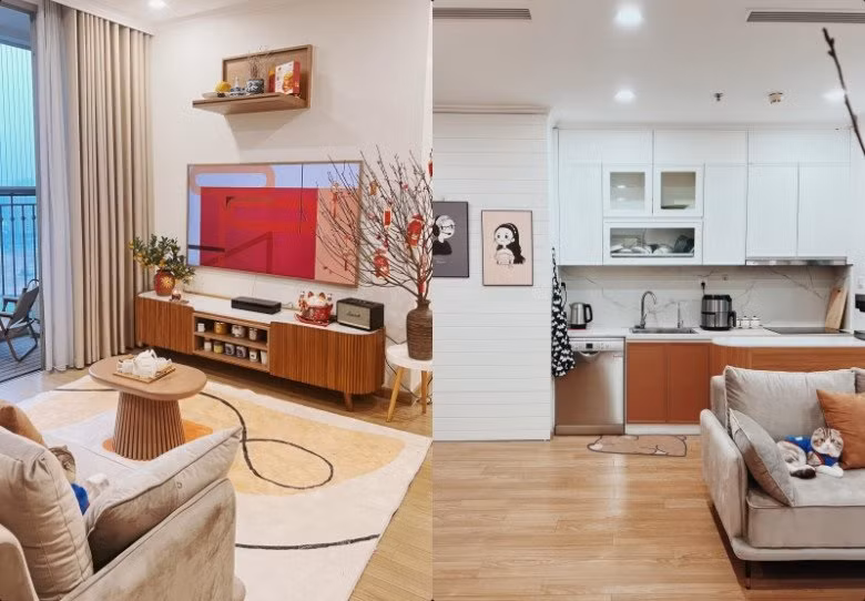 Căn nhà của MC Phương Thảo được trang trí bằng tông màu cam sặc sỡ nhưng ấm cúng.