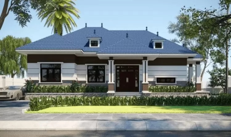  Nhà mái Nhật thiết kế theo hơi hướng hiện đại với các trụ lớn và cửa kính làm điểm nhấn. Không gian trong nhà rộng rãi hơn nhờ hệ thống cửa sổ lấy ánh sáng. Ảnh: Internet