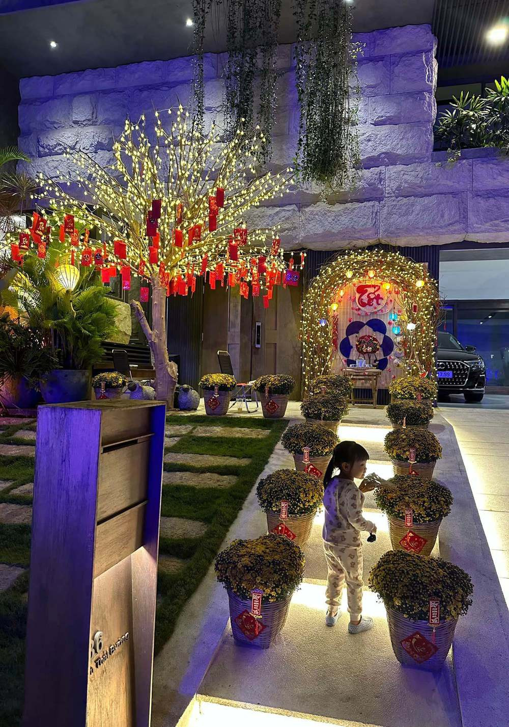 Chẳng cần đi đâu xa, gia đình nam doanh nhân vẫn có vị trí thưởng trà, chụp ảnh "sống ảo" như chợ hoa.