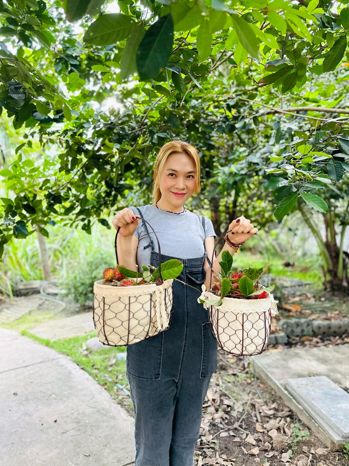 Mới đây, trên trang cá nhân, ca sĩ Mỹ Tâm khoe cảnh thu hoạch chôm chôm khiến fan thích thú.