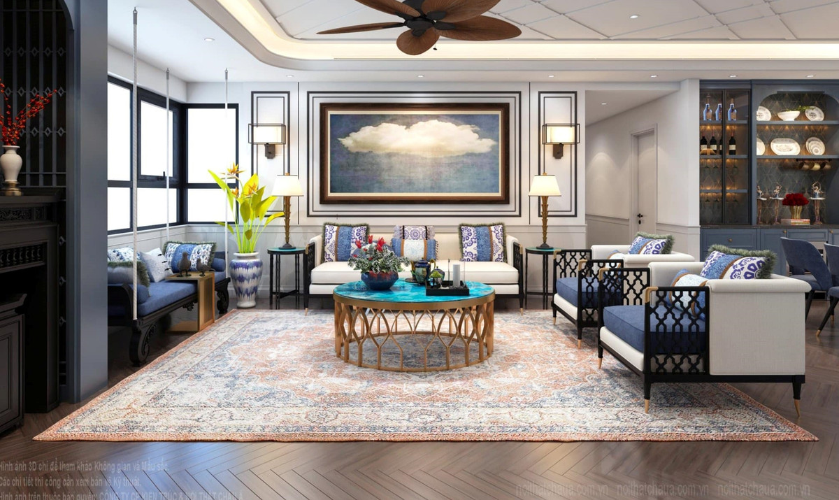 Nhà mới của Shark Hưng được thiết kế theo phong cách Indochine với không gian sang trọng, ấm cúng.