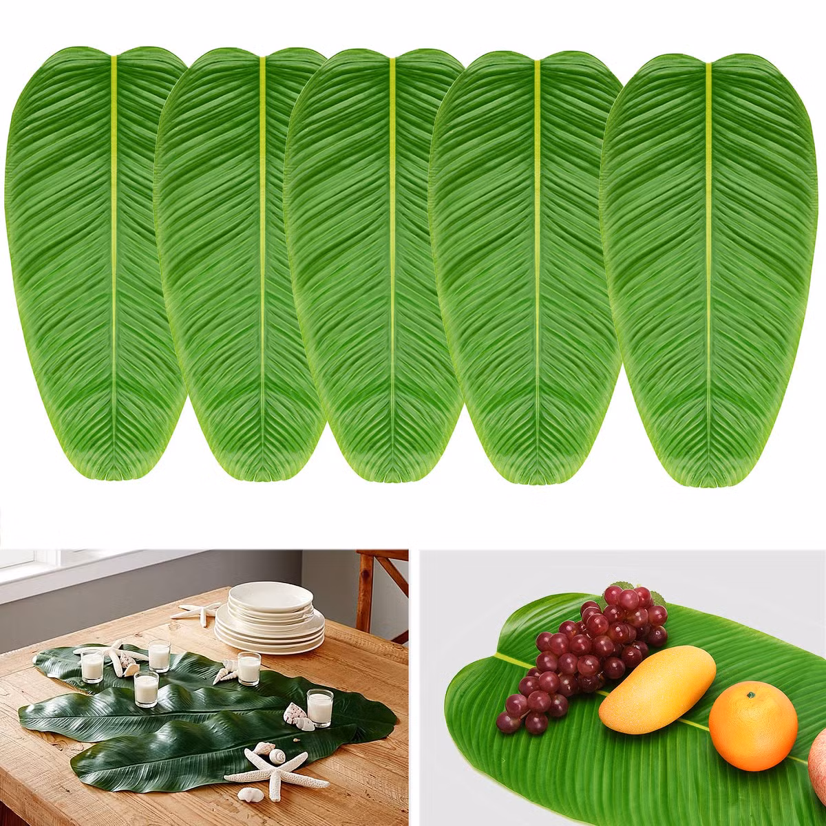 Theo nội dung quảng cáo về sản phẩm, lá chuối không chỉ đẹp mà còn có mùi hương và hương vị tinh tế khi cho thực phẩm nấu lên trên...Ảnh: Amazon