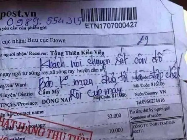 Dù có bực mình thì shipper cũng không dám giao hàng cho vị khách côn đồ này. Ảnh: Thethaovanhoa
