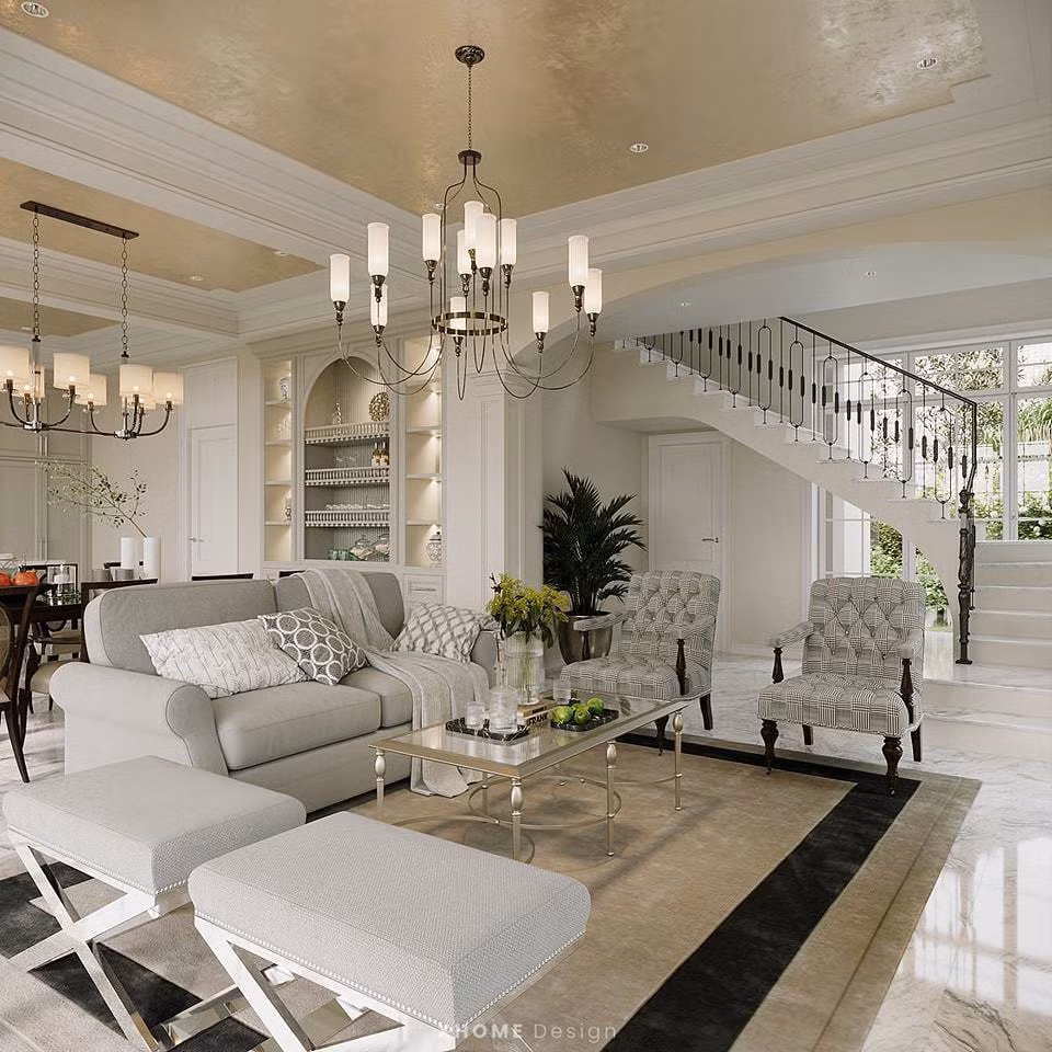 Không gian phòng khách căn biệt thự.