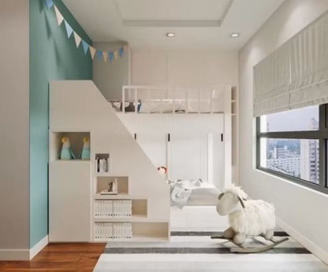 Phòng ngủ của vợ chồng Đan Lê và hai con. Nguồn ảnh: FBNV