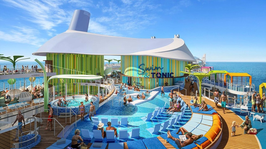 Điểm nhấn đáng chú ý nhất trên thuyền là công viên nước lớn nhất trên biển. Ảnh: Royal Caribbean International