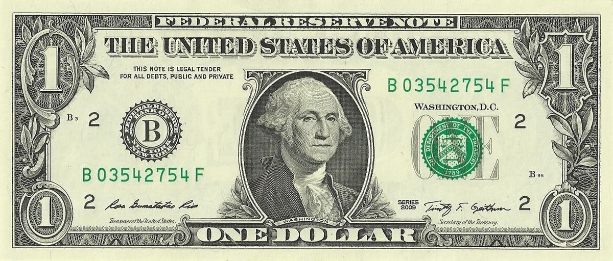 Chân dung George Washington lần đầu tiên được khắc họa trên tờ tiền 1 USD vào năm 1869.