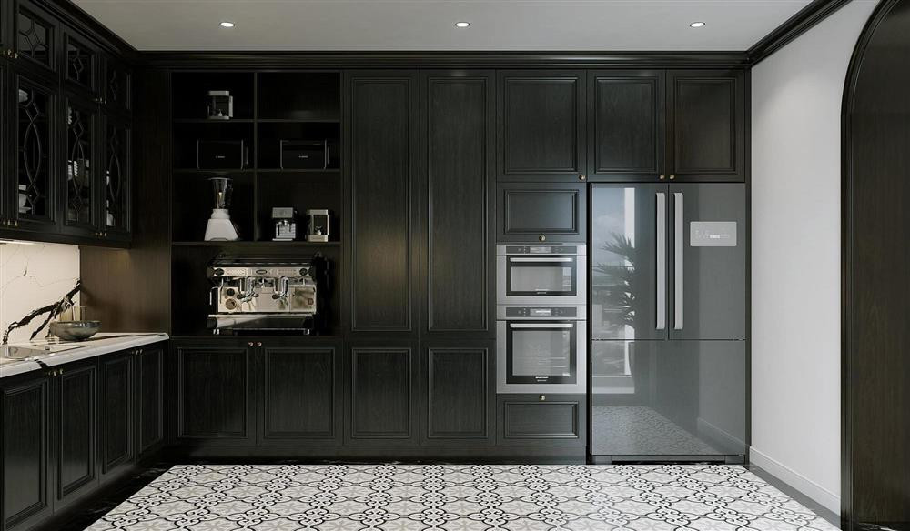 Nhà bếp rộng rãi với thiết bị cao cấp.