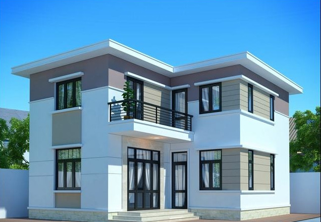 Mẫu nhà chữ L mái bằng phổ biến ở các vùng nông thôn. Ảnh: Thietkenhadepmoi