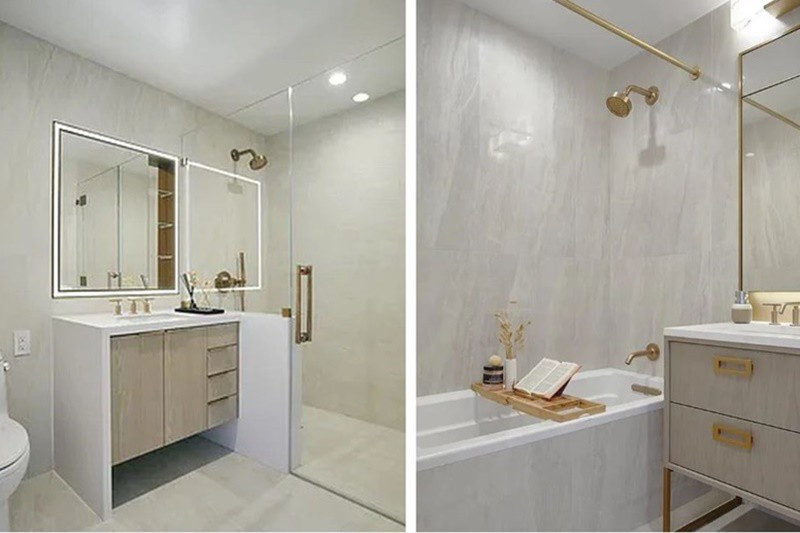 Phòng tắm thiết kế sang trọng với màu sắc nhã nhặn. Ảnh: FBNV