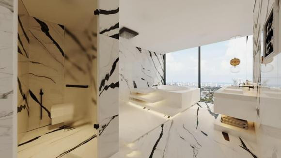 Phòng tắm tiện nghi có view tuyệt đẹp. Nguồn ảnh; FBNV