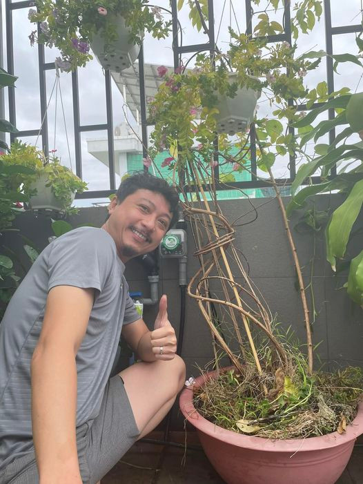 Hứa Minh Đạt cho biết, khu vườn còn được trang bị hệ thống tưới cây tự động. Ảnh: FBNV