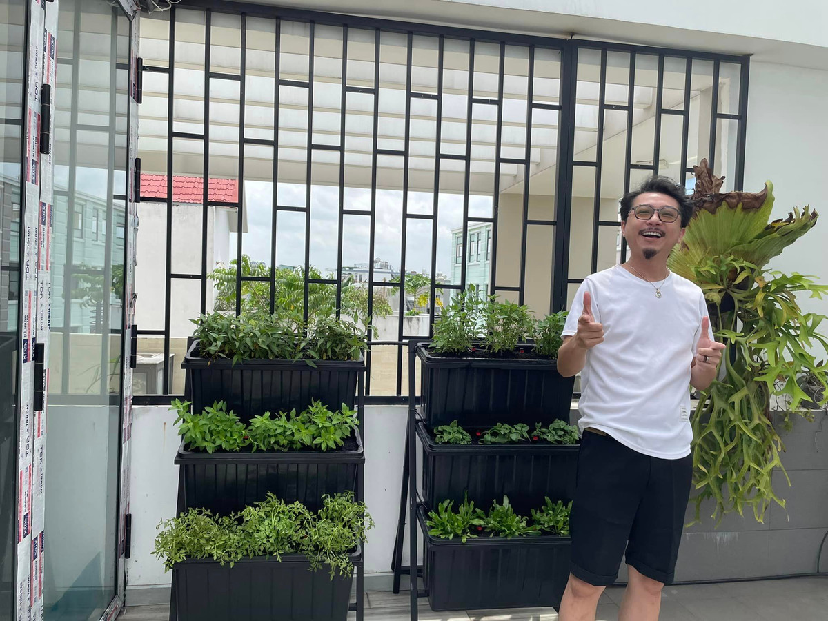 Hứa Minh Đạt cho biết đây là vườn rau đúng như mơ ước của vợ mình. Ảnh: FBNV