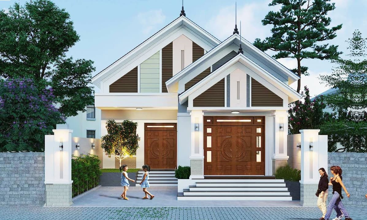 Mẫu nhà mái thái 3 phòng ngủ phù hợp với các gia đình có 2 – 3 thế hệ chung sống. Ảnh: Noithattugia