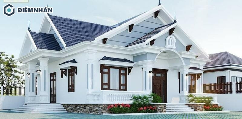 Nhà 1 tầng 4 phòng ngủ sử dụng mái thái xếp chồng lên nhau giúp căn nhà trở nên cao và thông thoáng vào mùa hè, không ủ dột vào mùa đông. Ảnh: Diemnhan