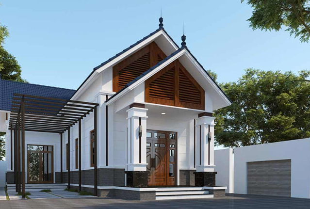 Nhà mái thái hình chữ L thiết kế độc đáo tạo chiều sâu hiệu quả cho không gian. Từ đó, căn nhà trở nên rộng rãi và thoáng mát hơn. Ảnh: Luxsilk