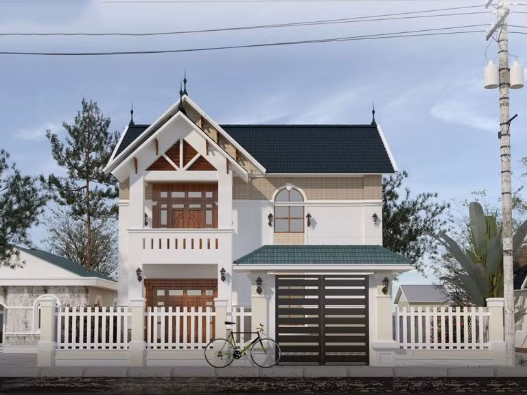 Mang phong cách hiện đại, nhà mái thái 2 tầng hạn chế việc sử dụng các họa tiết trang trí cầu kỳ, hướng đến sự đơn giản nhưng vẫn gây ấn tượng. Ảnh: Wedo