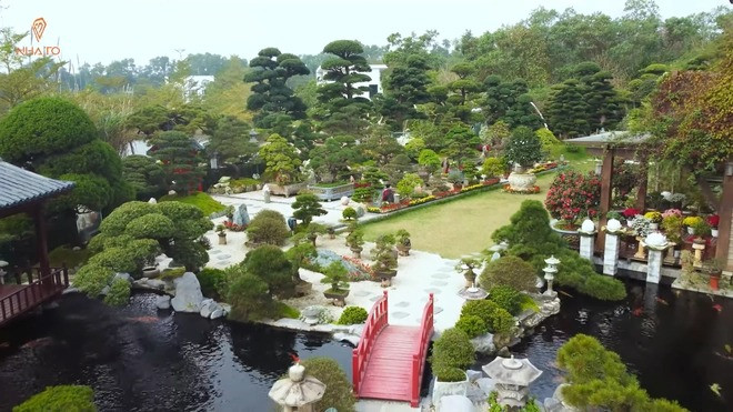 Toàn cảnh vườn Nhật của đại gia Bùi Quang Ngọc. Nguồn ảnh: chụp màn hình