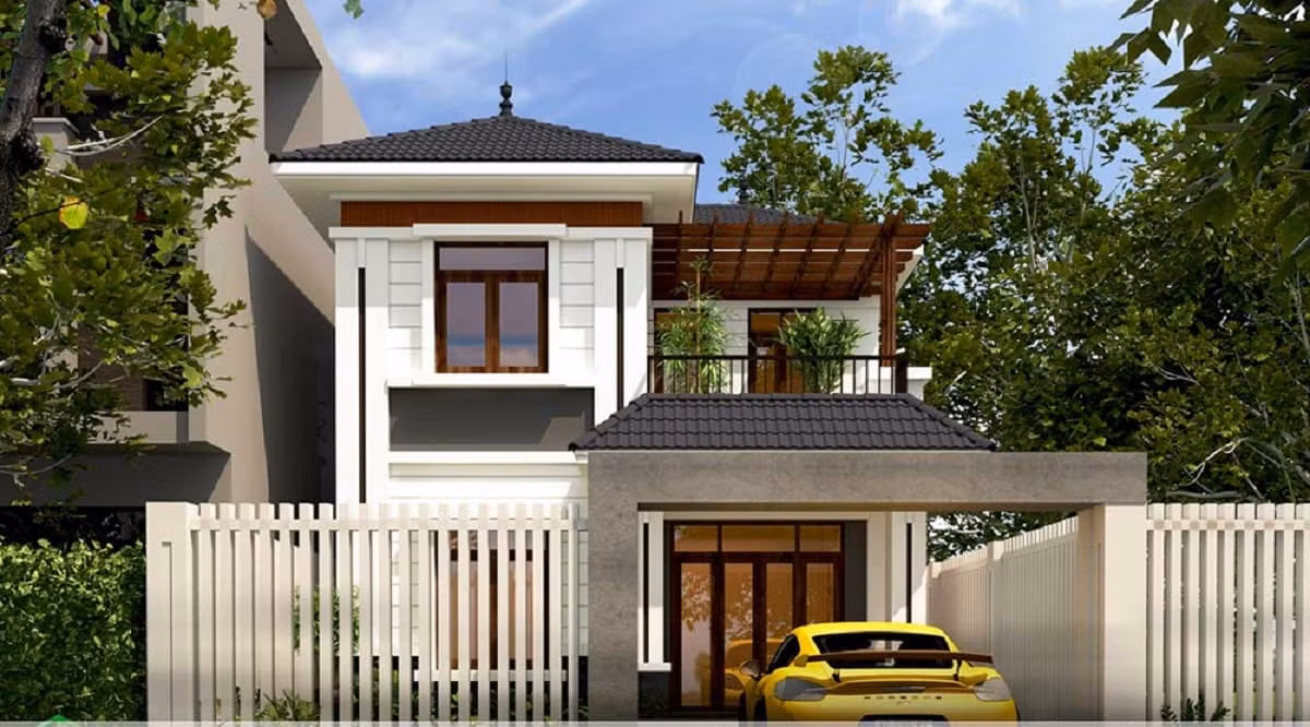 Nhà mái Nhật 2 tầng có gara ô tô ngày càng được ưa chuộng khi xã hội phát triển. Ảnh: Noithattugia