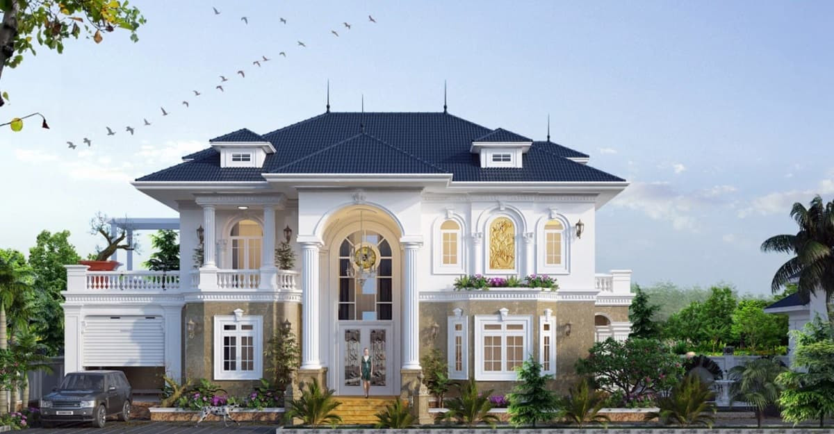 Mẫu nhà mái Nhật phong cách tân cổ điển phù hợp với những gia đình ở các khu biệt thư, có nhiều không gian để sáng tạo. Ảnh: Noithattugia