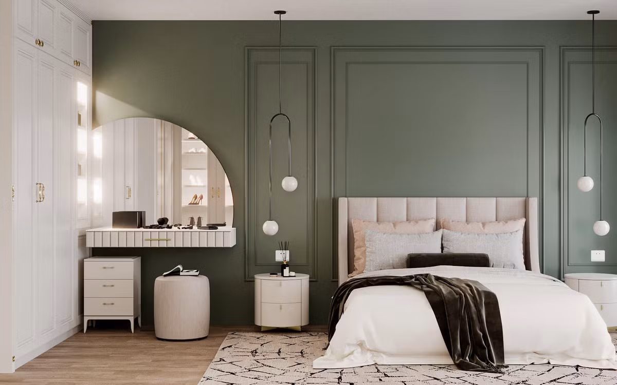 Phòng ngủ theo thiết kế trang nhã và sang trọng.