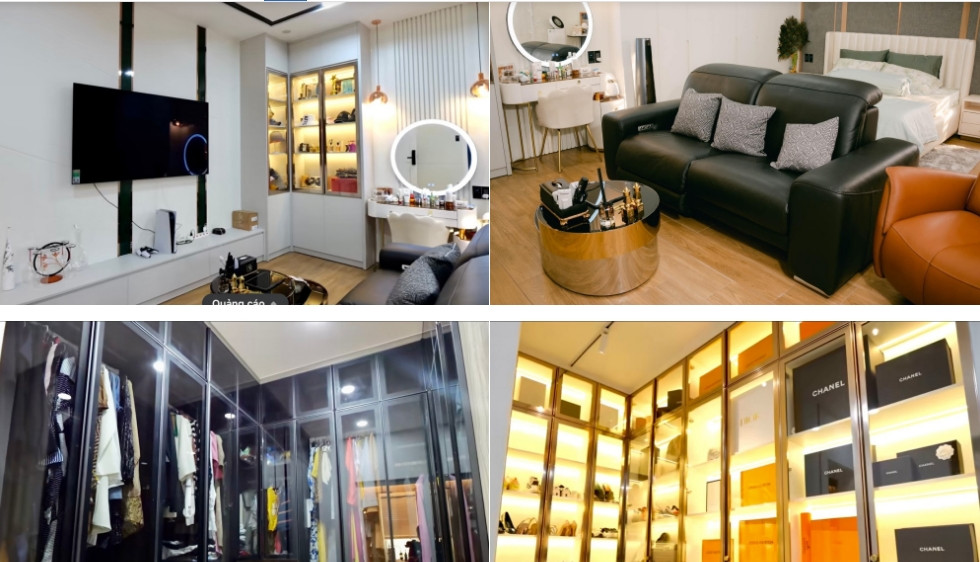 Không gian sinh hoạt riêng của vợ chồng Thu Trang - Tiến Luật như một căn hộ thu nhỏ với sảnh, phòng ngủ, phòng quần áo... Ảnh chụp màn hình