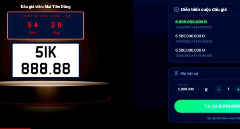 Bien so 51K - 888.88 dau gia ky luc hon 30 ty dong