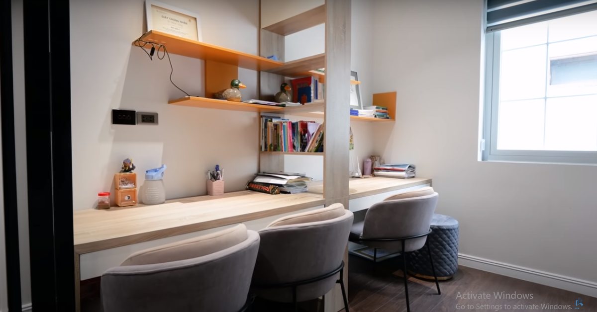 Trên tầng 3 bao gồm 2 phòng ngủ và 1 phòng học.