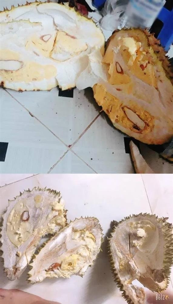 Hì hục bổ sầu riêng cả buổi sáng nhưng thành quả chỉ có vậy. Ảnh: Facebook