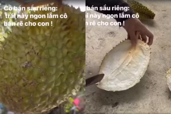 Cô bán sầu riêng nói trái ngày ngon lắm, cô bán rẻ cho. Nhưng khi bổ ra, người mua không thể đau lòng hơn. Ảnh chụp màn hình