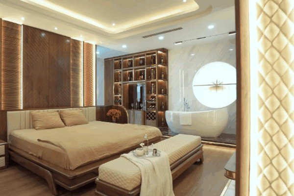 Phòng ngủ đậm chất Châu Âu, đồng bộ với tổng thể căn nhà.