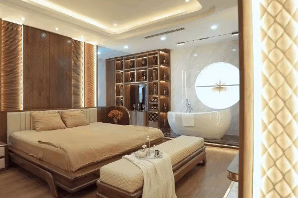 Phòng ngủ đậm chất Châu Âu, đồng bộ với tổng thể căn nhà.