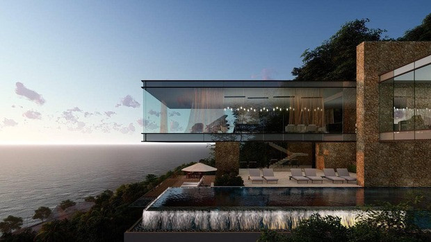 Nam diễn viên bố trí bể bơi vô cực và không gian mở để mang thiên nhiên vào tận trong nhà.