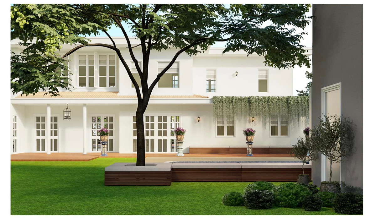 Qua loạt ảnh thiết kế 3D, có thể thấy biệt thự mới của Chi Bảo mang phong cách hiện đại, sang trọng với gam trắng chủ đạo.