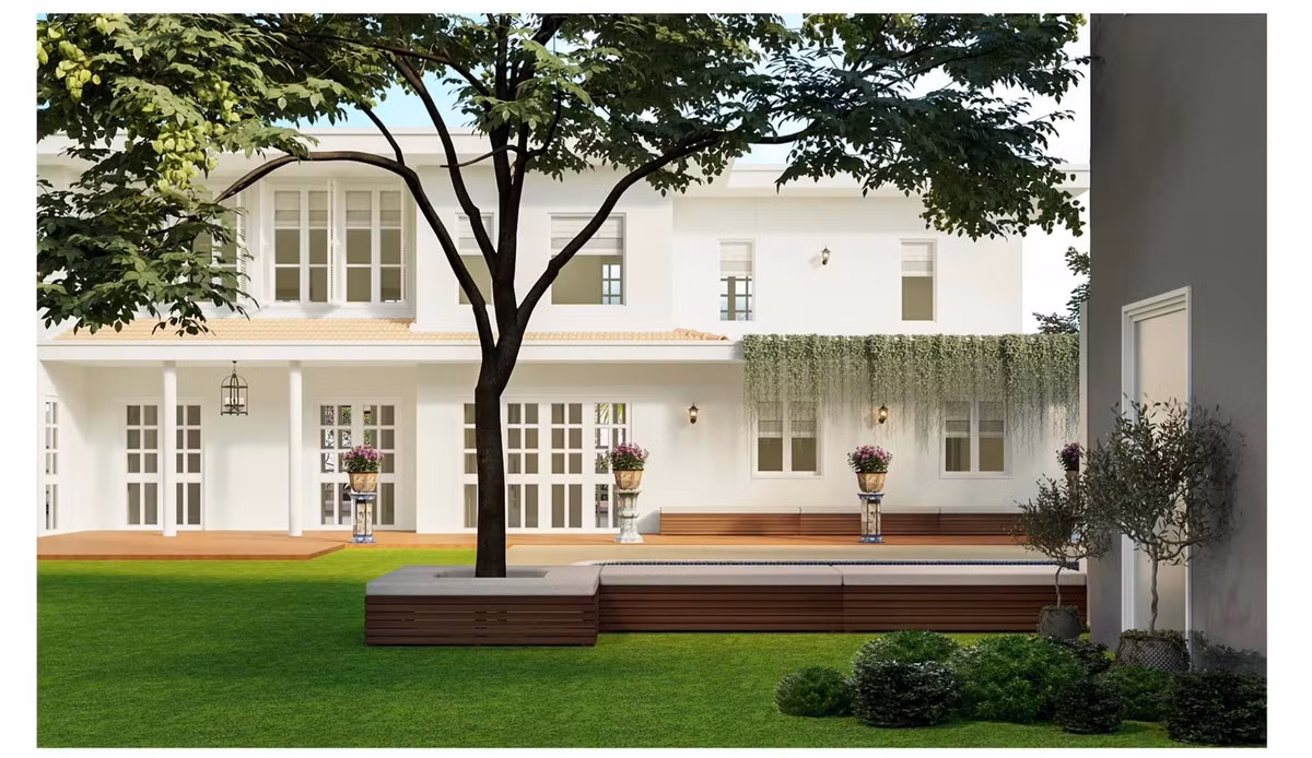 Qua loạt ảnh thiết kế 3D, có thể thấy biệt thự mới của Chi Bảo mang phong cách hiện đại, sang trọng với gam trắng chủ đạo.