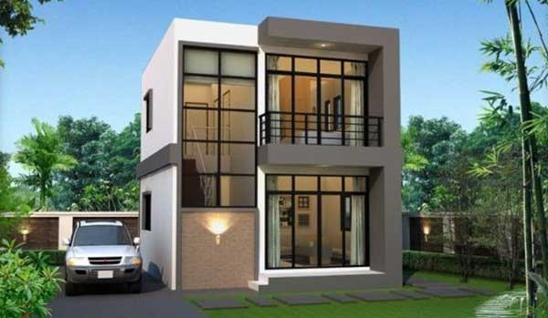 Ngôi nhà sở hữu kiểu dáng vuông vắn chữ nhật kết hợp sân vườn tiểu cảnh tự nhiên. Ảnh: Xaydungso