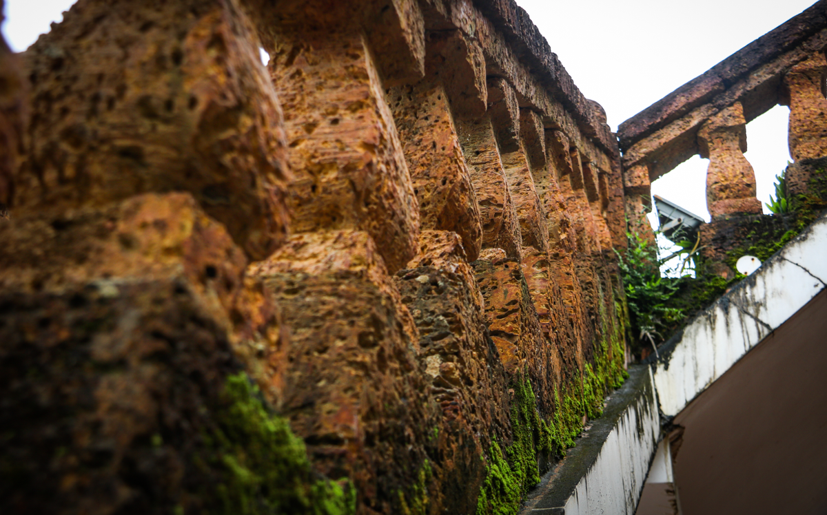 Nhiều viên đá ong đã phủ rêu xanh, mang đến nét đẹp cổ kính. Ảnh: VTCNews