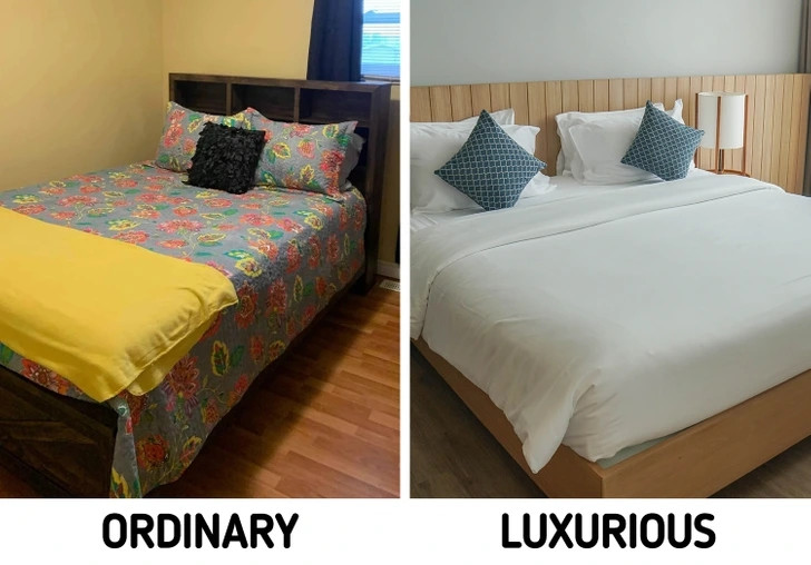 Đồ chăn ga gối đệm màu trắng thực sự dễ làm sạch hơn, chỉ cần một chút thuốc tẩy là bộ khăn trải giường trông như mới. Hơn nữa, chúng có thể chịu được nhiệt độ cao, không giống như hầu hết các bộ đồ giường màu.