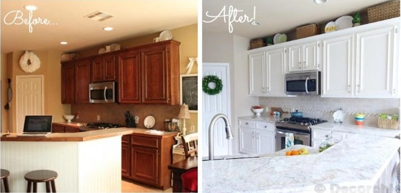 Hãy thay đổi màu tủ bếp, nếu có thể thì thêm cả mặt bàn bếp. Ngay lập tức, không gian nhà bếp sẽ có một diện mạo hoàn toàn mới. Nguồn ảnh: Brightside