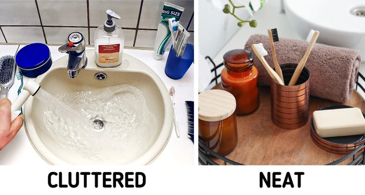 Thay vì chất đống mọi thứ trên bàn, hãy đặt tất cả đồ đạc lên một chiếc khay sang trọng. Căn phòng ngay lập tức trở nên hài hòa và sang trọng hơn.