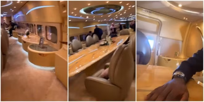 Nhiều vật dụng còn được dát vàng để làm tăng thêm độ thẩm mỹ và sự sang trọng của chiếc chuyên cơ "độc nhất vô nhị" này. Ảnh: Aeroflap