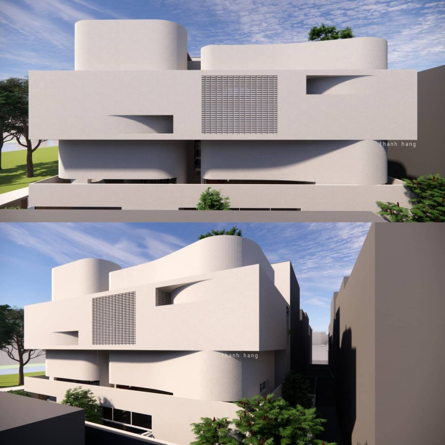 Từ bản vẽ, căn biệt thự của Thanh Hằng đã toát lên sự nguy nga, bề thế với những hình khối độc đáo.