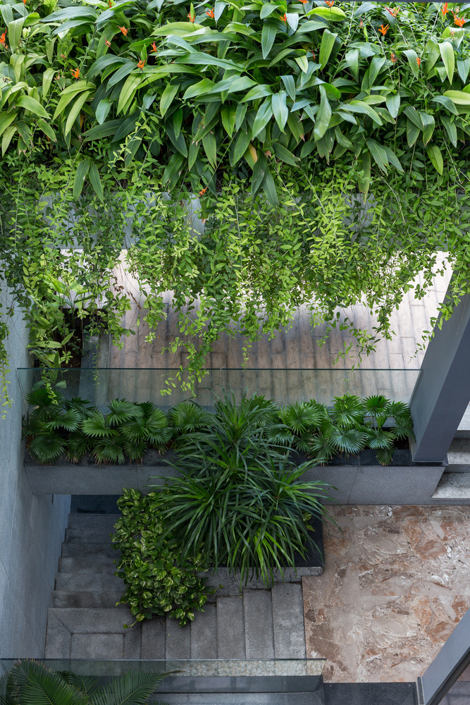 Ngoài ra, các khoảng trống và cây xanh được bố trí xen kẽ lấy sáng và đón gió biển ở mọi ngóc ngách trong nhà.