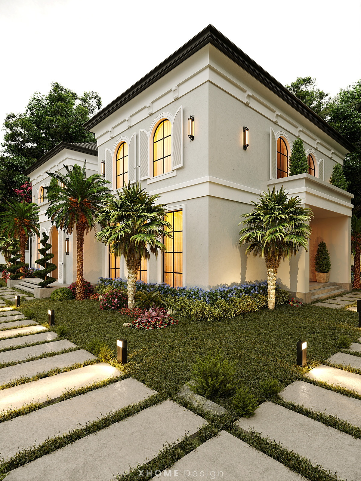 Bên ngoài ngôi nhà Phạm Hương tặng mẹ là không gian vườn xanh mướt.