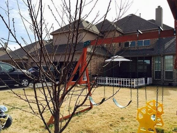 Khung cảnh vườn nhà rộng rãi trong nhà Hồng Ngọc vào mùa hè.